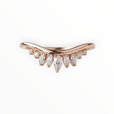 0.40CTW Marquise Cut Curved Vintage Style Stacking Wedding Band