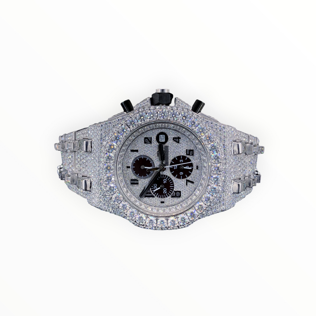 Bussdown With 3x Time Function VS Moissanite Diamond Watch