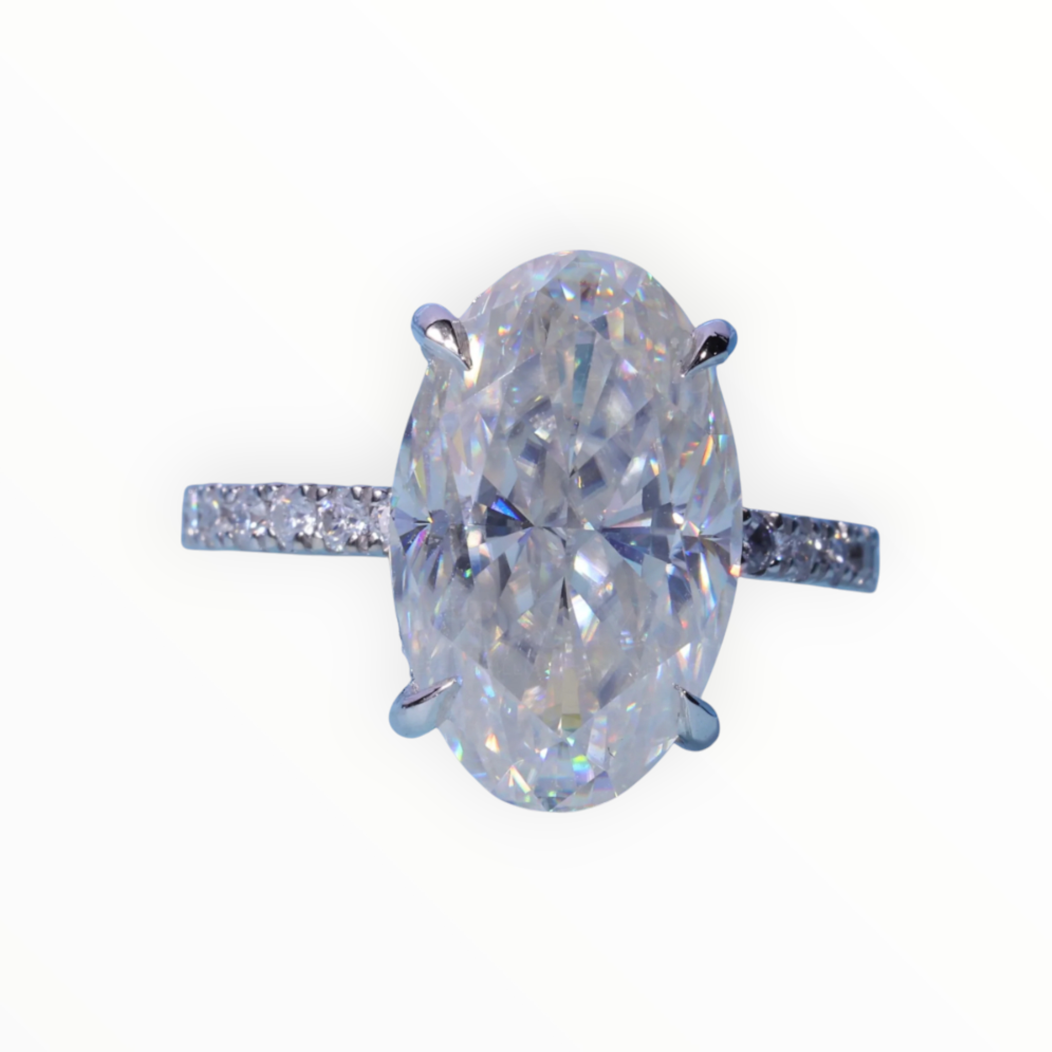 2.0CT-4.0CT Oval Cut Hidden Halo Moissanite Engagement Ring