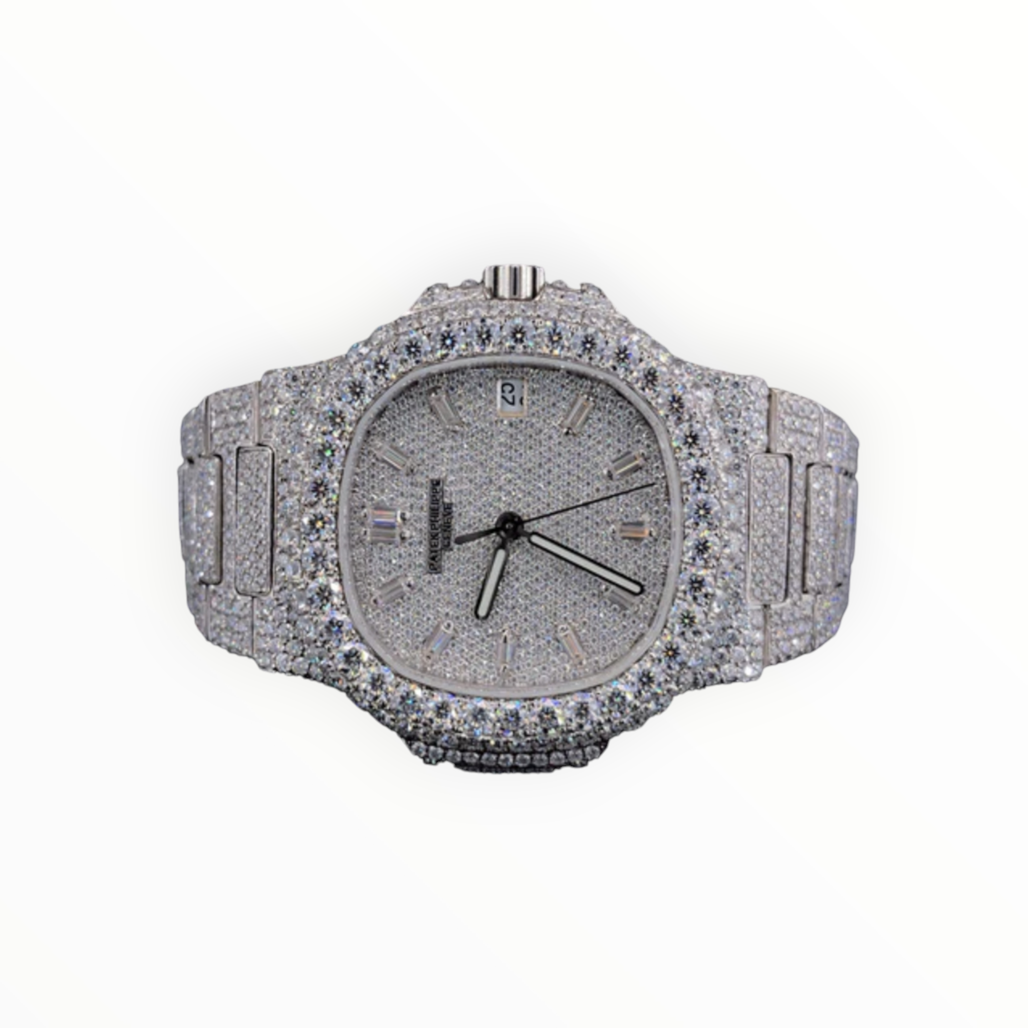 Fully Iced-out VVS Moissanite Diamond Silver Watch
