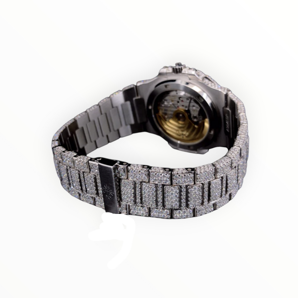 Fully Iced-out VVS Moissanite Diamond Silver Watch