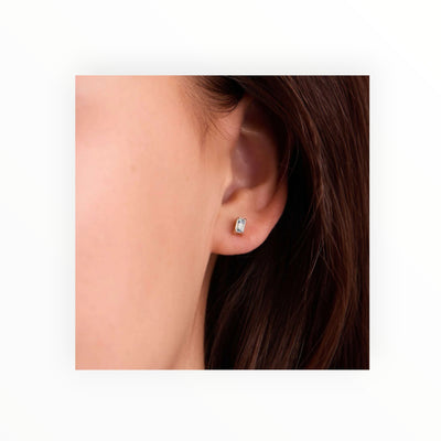Baguette Aquamarine Diamond March Birthstone Studs 0.60 CT
