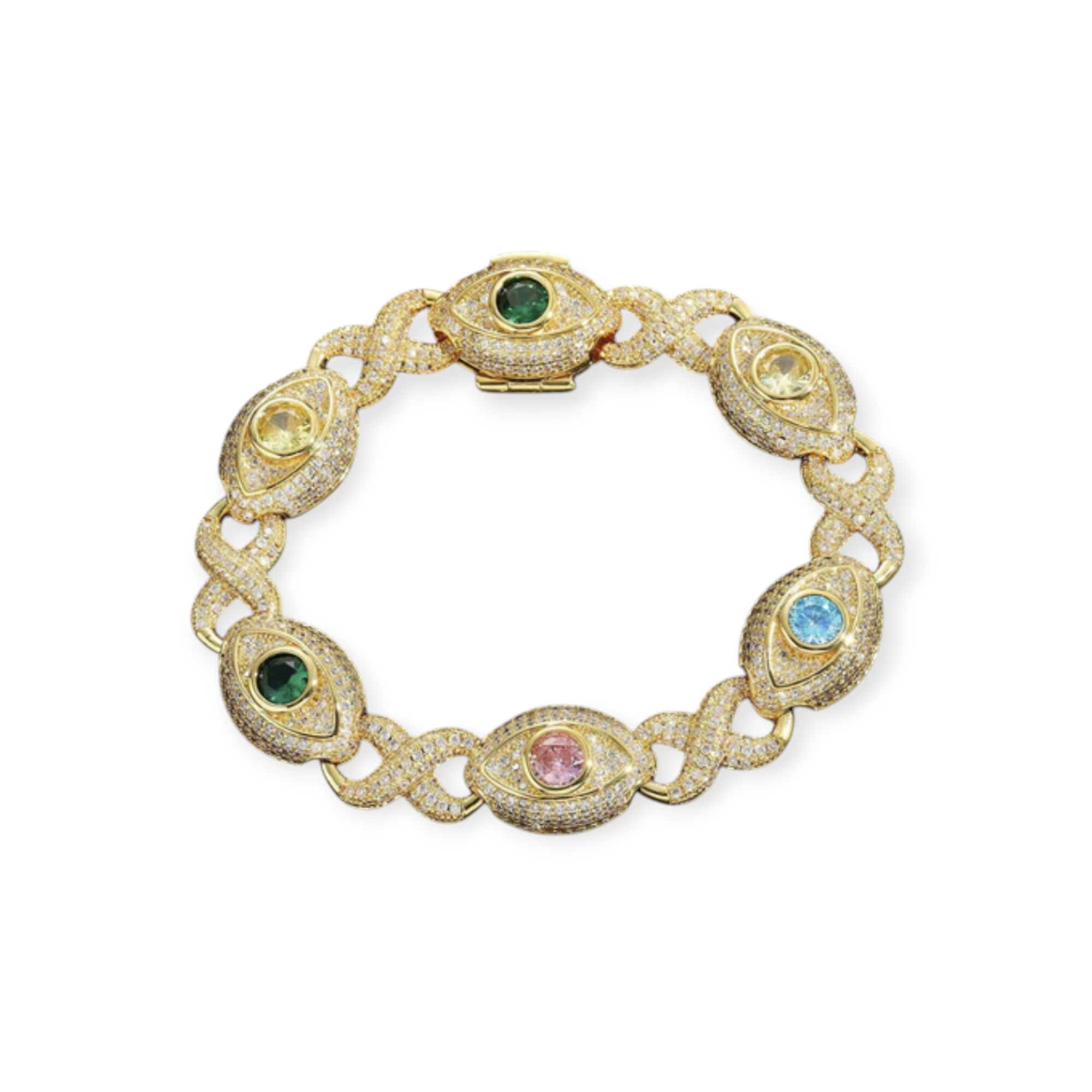 Infinty x Evel Eye Multi Color Moissanite VVS Diamond Bracelet