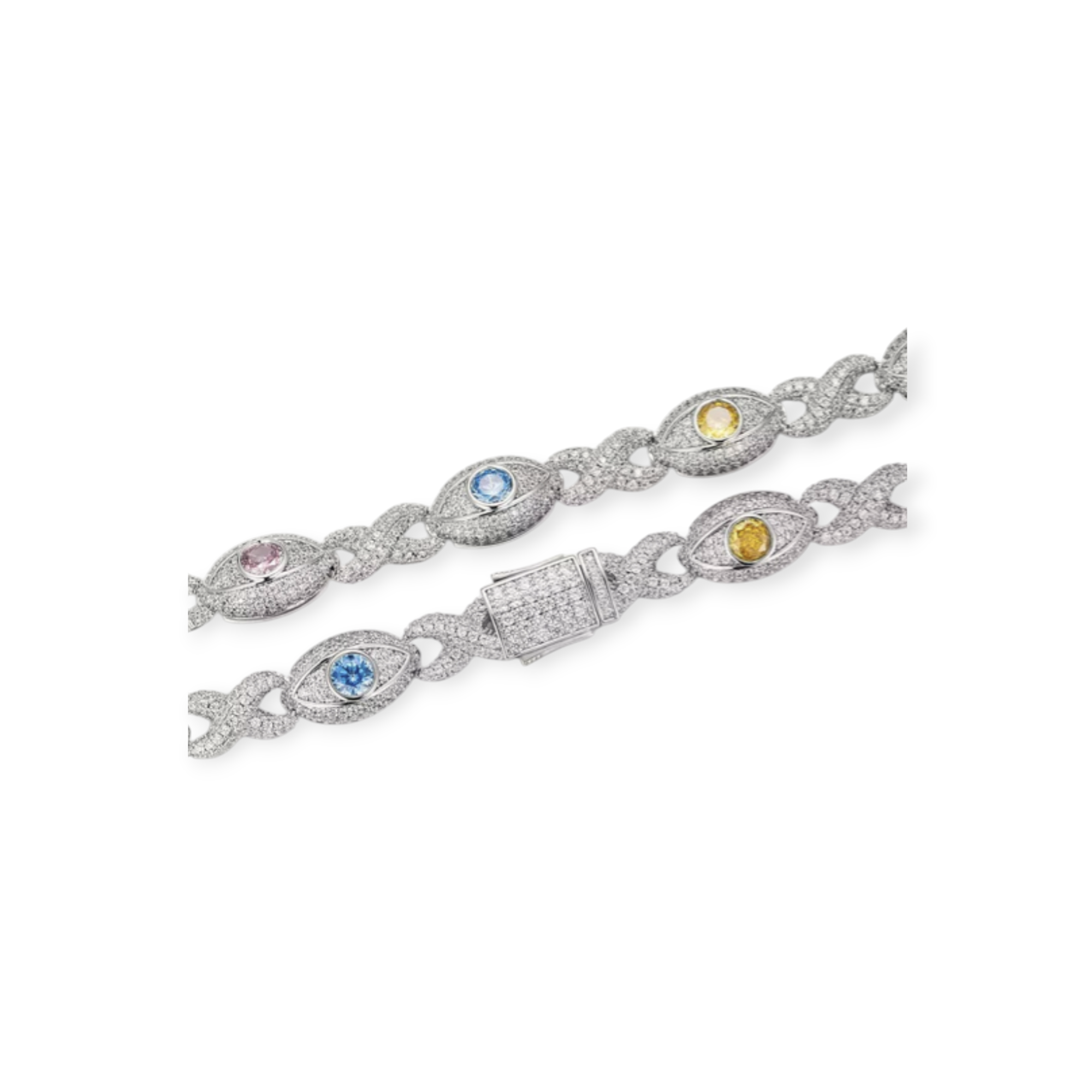 Infinty x Evel Eye Multi Color Moissanite VVS Diamond Bracelet