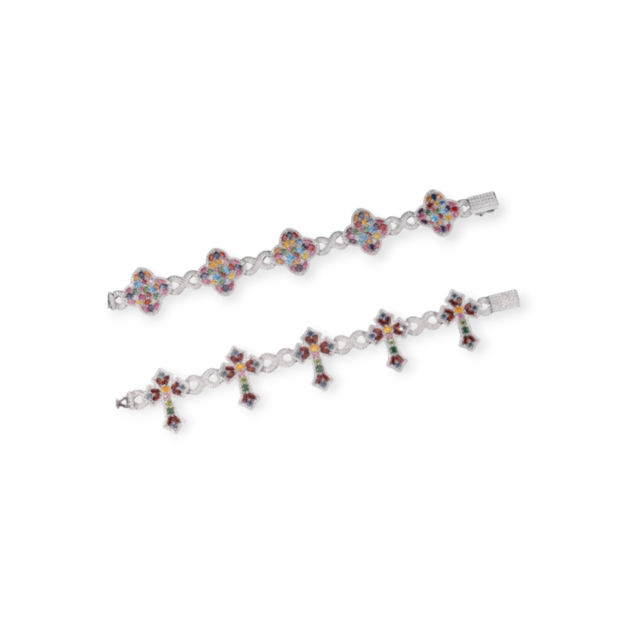 Multi Colour Star and Cross Moissanite VVS Diamond Bracelet