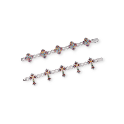Multi Colour Star and Cross Moissanite VVS Diamond Bracelet