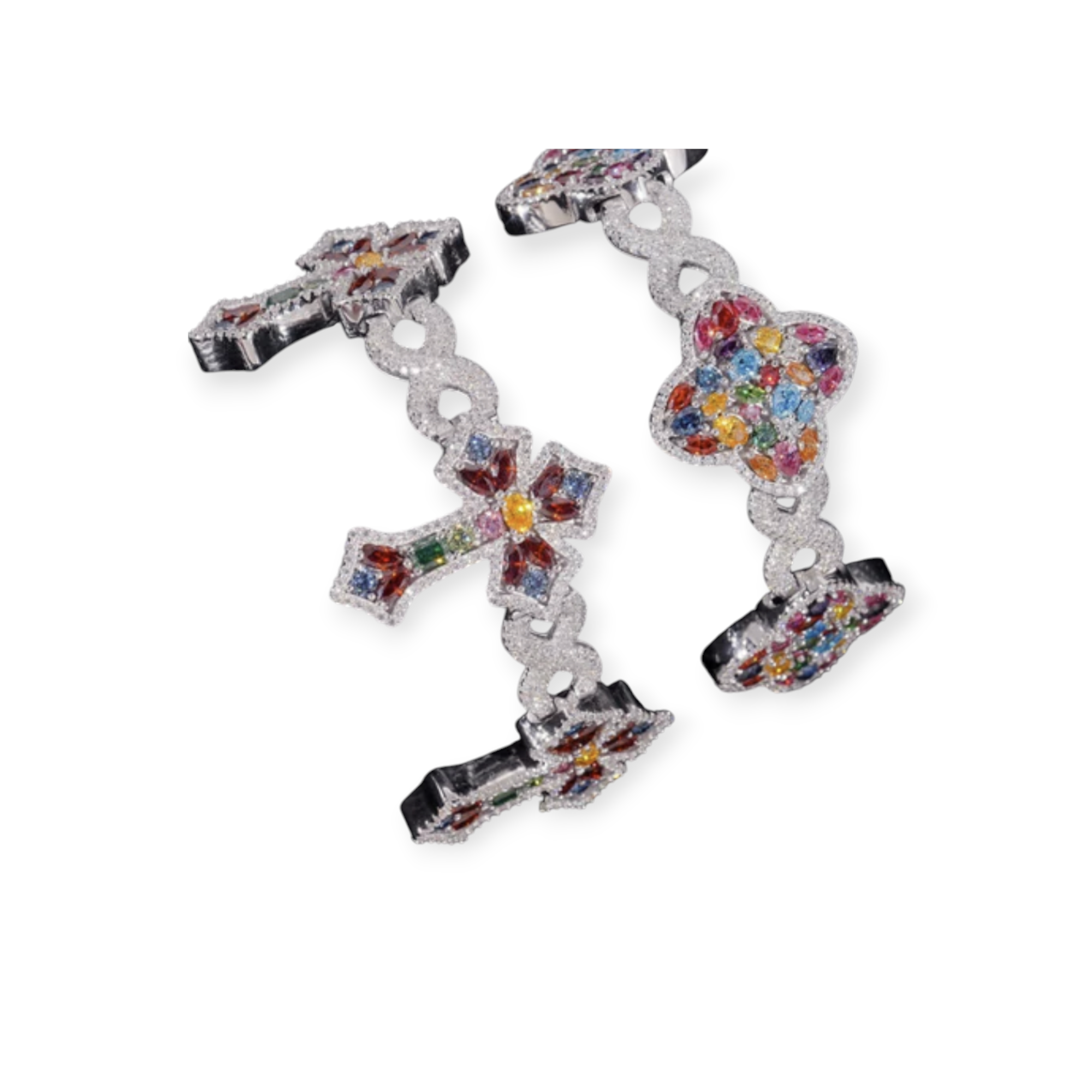 Multi Colour Star and Cross Moissanite VVS Diamond Bracelet